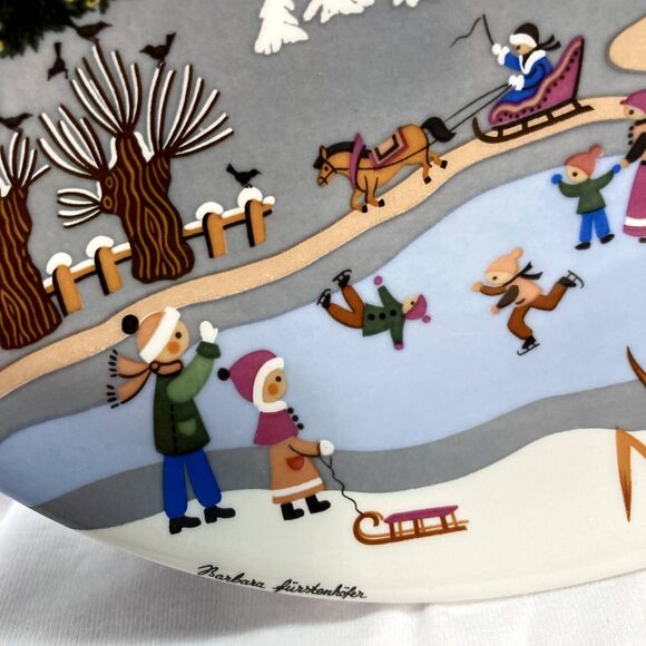 Barbara Furstenhofer Porcelain Plate Winter Night Scene Signed Art Collectible - Picture 5 of 7